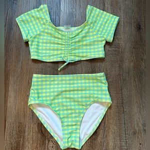 Fluorescent gingham bikini kids size 8, New without tags, never worn!